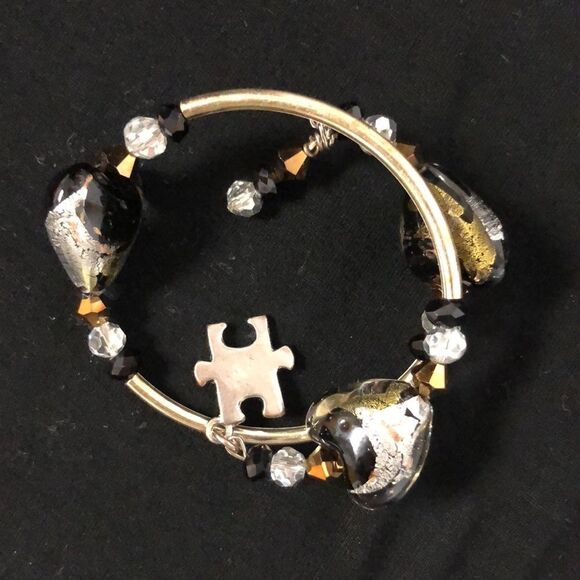 Autism Awareness Puzzle Piece Expandable Open Heart Bracelet - Picture 9 of 16